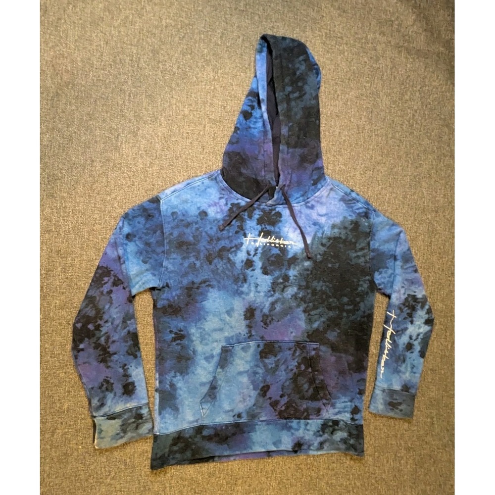 Hollister Most Have Collection Hoodie Mens Blue Tie Dye Logo Streetwear Size S